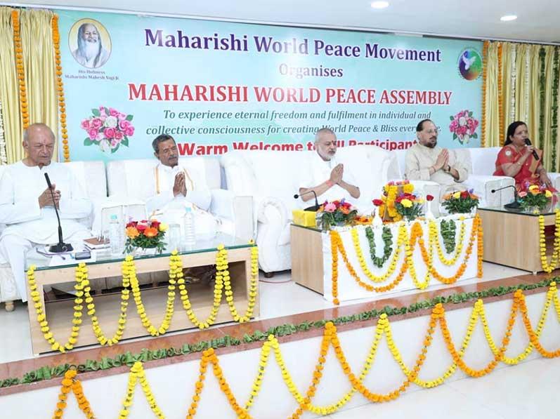 Maharishi World Peace Assembly has started today at Bhopal on the theme of creating world peace through different Vedic Technologies. Over 50 participants are attending. Brahmachari Girish Ji has inaugurate the assembly and said every individual is a valuable unit of the society and each one is responsible to create peace. Maharishi Ji has brought to light many simple, valuable and effect Vedic Technologies, which should be applied in our life individually and collectively  to enjoy World Peace. Prof. Bhuvnesh Sharma VC Maharishi Mahesh Yogi Vedic Vishwavidyalaya, Shri V. R. Khare Secretary General of Maharishi World Peace Movement, Dr. Prakash Chandra Joshi-Executive Director of MVM Schools Group and Smt. Arya Nandkumar National Secretary of Communication of MWPM have also addressed the assembly.