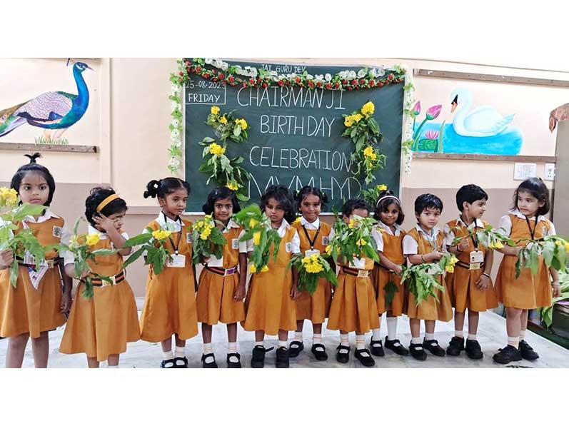 MVM Hyderabad: Birthday of Honourable Chairman Brahmachari Grishi Ji ( Maharishi Vidya Mandir School Group) was celebrated by junior students of Maharishi Vidya Mandir Hyderabad with great zeal and fervor.