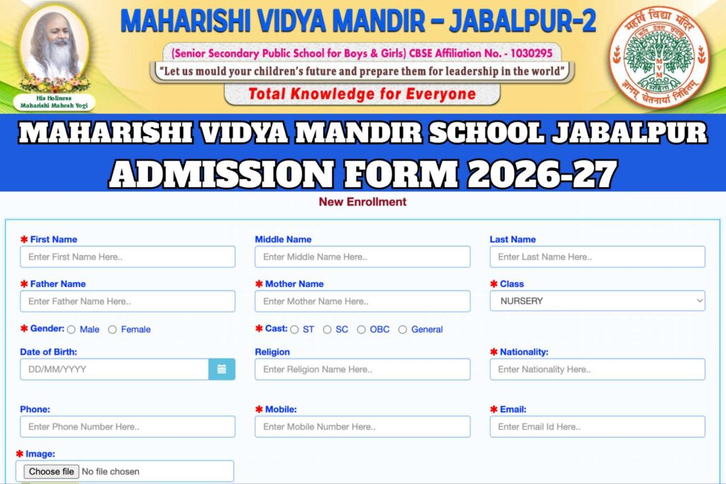 Maharishi Vidya Mandir School Jabalpur Admission Form 2026-27
