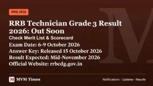 RRB Technician Grade 3 Result 2026, Cut off, Merit List