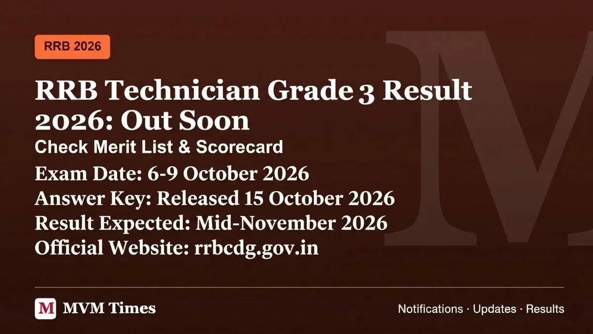 RRB Technician Grade 3 Result 2026, Cut off, Merit List