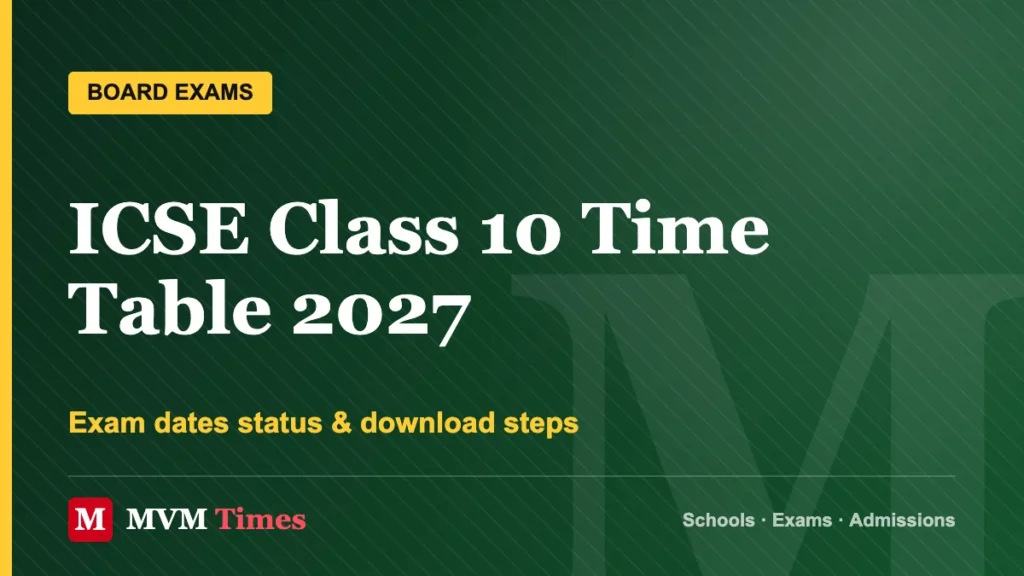 ICSE Class 10 Time Table 2027 – Exam dates status & download steps