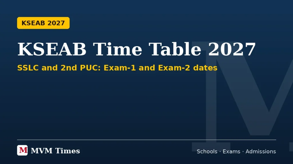 KSEAB time table 2027 for SSLC and 2nd PUC