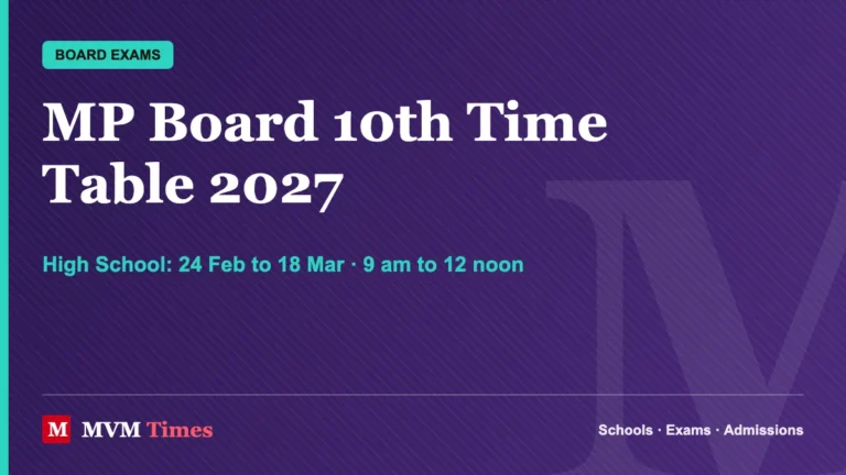 MP Board 10th Time Table 2027: MPBSE Class 10 Exam Dates