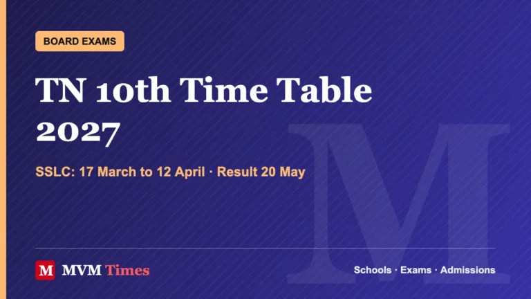 TN 10th Time Table 2027: SSLC Exams 17 March to 12 April